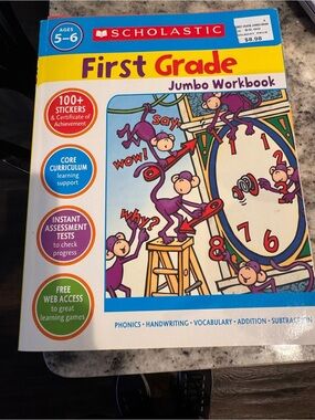 Scholastic First Grade Jumbo Workbook - Yellow, Blue, Purple, Red